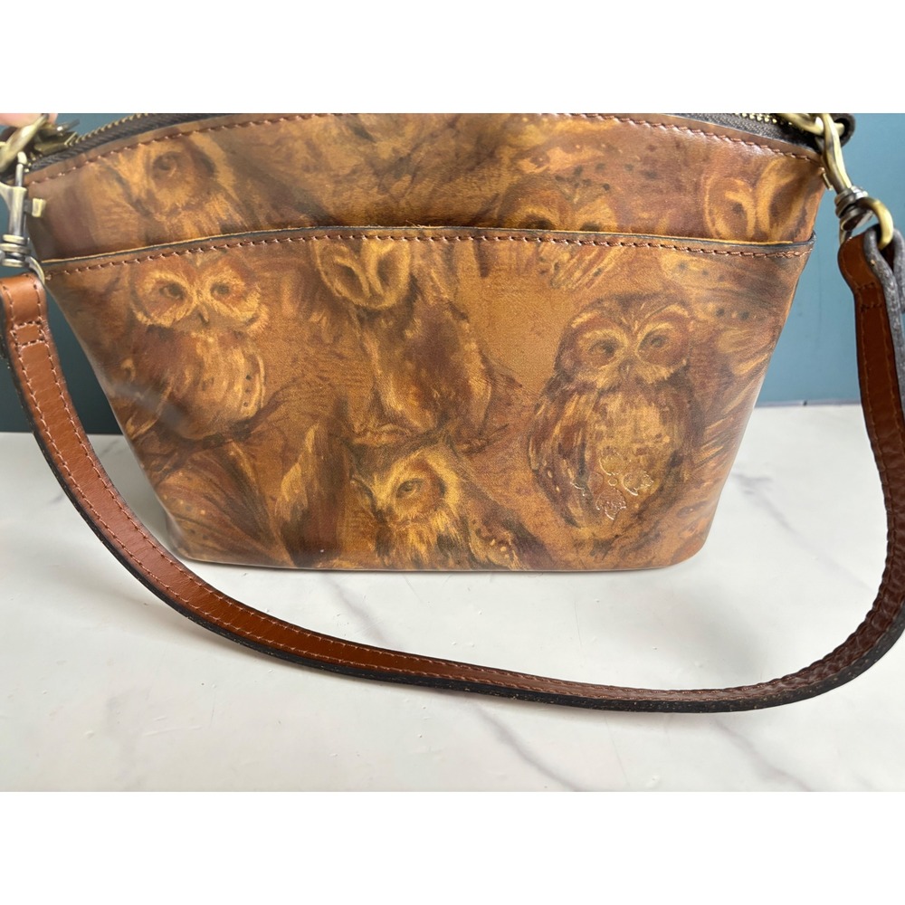Patricia Nash Earthy Owl Leather Purse Bag Brown Artisan Handbag